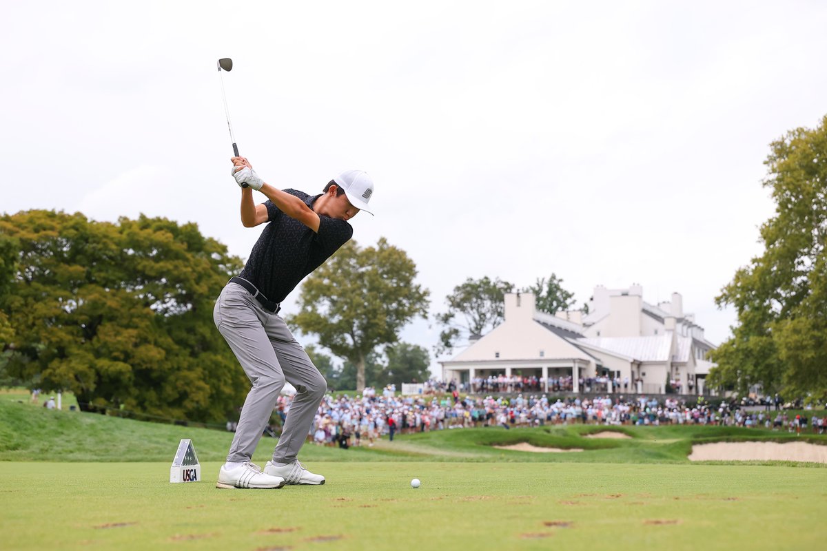 Cam_Jourdan's tweet photo. Jay Leng Jr. leads Jack Whaley 2 up after the first 18 holes of the #USAmateur championship match
Looking to become the 10th player to win the Western Amateur and the U.S. Amateur in the same year. Tiger and Jack a couple of other names who achieved the feat https://t.co/9bvrVZ0Tgt