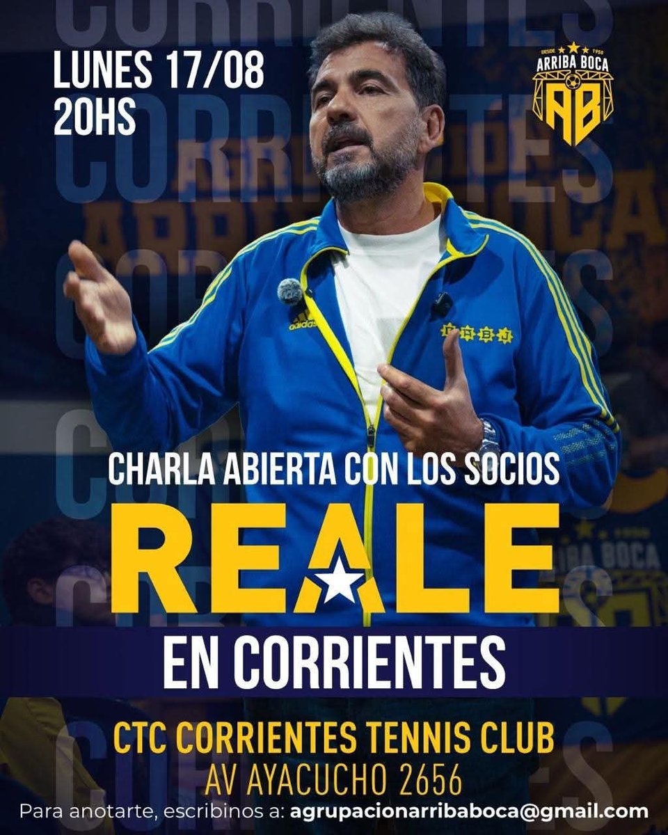 69xeneize's tweet photo. Mañana en el día previo a la revancha contra Recoleta @jorgereale conversa con los socios de Boca. 
Te esperamos!
@ArribaBocaOf https://t.co/dDxVyGirzc