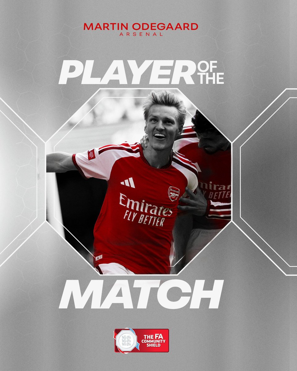 EmiratesFACup's tweet photo. Captain Fantastic 🏆

@Arsenal's Martin Odegaard has been named the Player of the Match for the 2026 FA #CommunityShield. https://t.co/sZHKLhUYa5