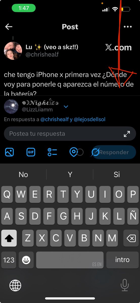 LizzLiiamm's tweet photo. @chrishealf @lejosdellsol Con el dedo baja hasta por ahí y desde ahí si queres la hora en grande o ver las notif del celu es mas por enmedio https://t.co/tcqk5cnYXz