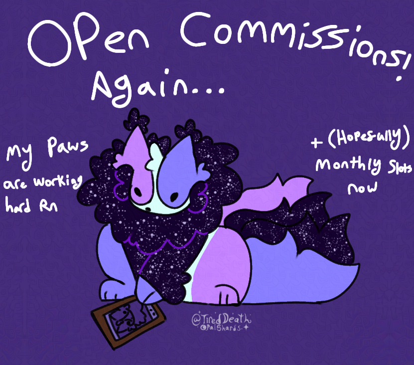_TiredDeath_'s tweet photo. Its that time again...

My paws are working hard rn, and from now on I'm gonna try to do monthly ones! 

Being easy this month tho bc I have a lot to do, we only doing 3!!!

https://t.co/RupoJx67tA https://t.co/D51Uq5XzMB