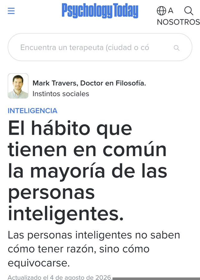 virginiog's tweet photo. La inteligencia no se limita,al conocimiento, sino a un hábito ¿opuesto?: disposición a reconocer lo que se desconoce
El "pensamiento abierto", es buscar evidencia contraria a tus creencias y revisarlas ante nuevos datos
El poder de la humildad intelectual https://t.co/QSzSRoRpFn https://t.co/vmydIWooup