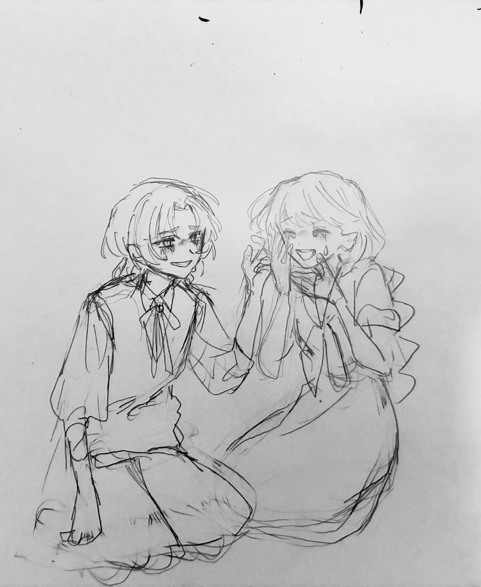 renren_chara's tweet photo. あまりにもルカララが尊すぎて描いた落書き。これを清書をすることはあるのか……！ https://t.co/vBuUh0tstx
