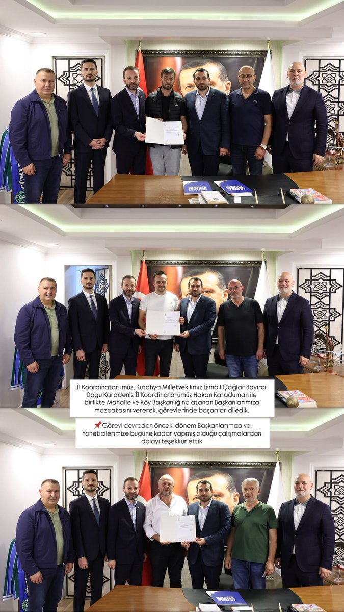 bburakak's tweet photo. 📌Rize Belediye Başkanımız Rahmi Metin ile birlikte; Milliyetçi Hareket Partisi (MHP) 15. Olağan Merkez İlçe Kongresi’ne katılım sağladık.

📌İl Koordinatörümüz, Kütahya Milletvekilimiz İsmail Çağlar Bayırcı, Doğu Karadeniz İl Koordinatörümüz Hakan Karaduman, Mahalle ve Köy Başkanlarımız ile birlikte bir araya geldik.

📌İl Koordinatörümüz, Kütahya Milletvekilimiz İsmail Çağlar Bayırcı, Doğu Karadeniz İl Koordinatörümüz Hakan Karaduman ile birlikte Mahalle ve Köy Başkanlığına atanan Başkanlarımıza mazbatasını vererek, görevlerinde başarılar diledik.

📍Görevi devreden önceki dönem Başkanlarımıza ve Yöneticilerimize bugüne kadar yapmış olduğu çalışmalardan dolayı teşekkür ettik.
