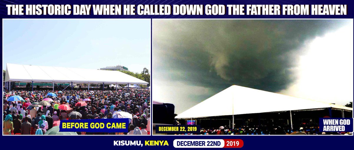 GraceOmond014's tweet photo. The Most Historic Day when The Lord God Almighty descended down in A very Huge Dreadful Cloud in Kisumu. To reveal His servant Prophet Dr David Owuor.

In December 22nd 2019.

#CloudOfGod https://t.co/LftPL4YSOY