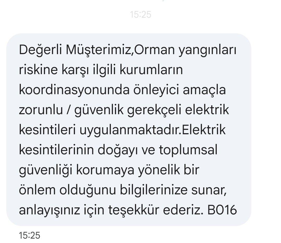 singursoy's tweet photo. Yangın riski bahane edilerek elektrik kesintisine gidiliyor gibi... Yoksa yangın çıkar diye elektrik vermemek mantıklı değil... İnsanların elektrikle ilgili birçok işi var. Hergün elektriklerini kesmek mantıklı değil. @ADMEDAS https://t.co/fbCSxvxJWj