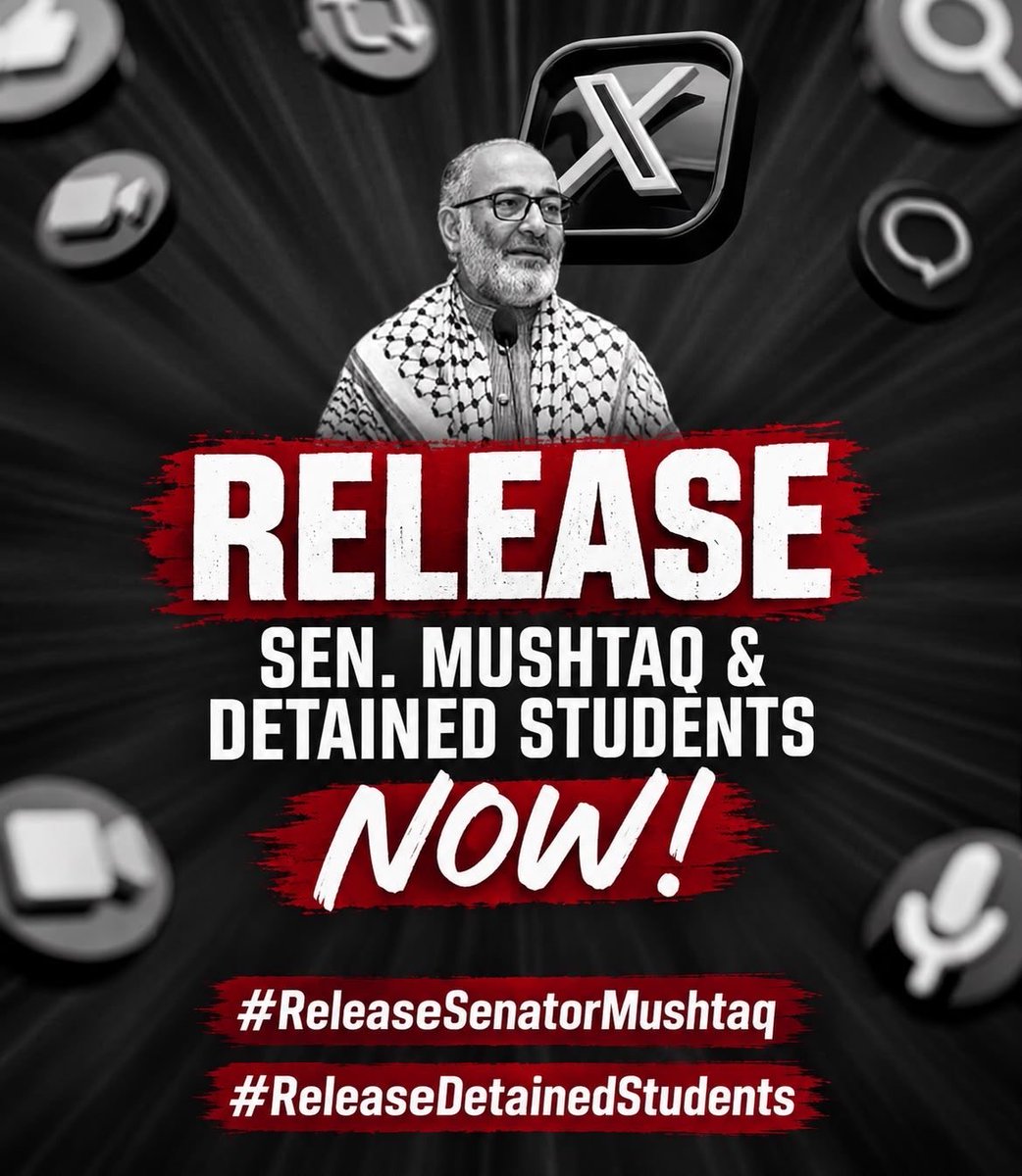 TTAP_OFFICIAL's tweet photo. Peaceful voices demanding an end to state oppression in Kashmir must not be criminalised. Release Senator Mushtaq and all detained students now!
#ReleaseSenatorMushtaq #ReleaseDetainedStudents
@SenatorMushtaq https://t.co/0DRT16qbij