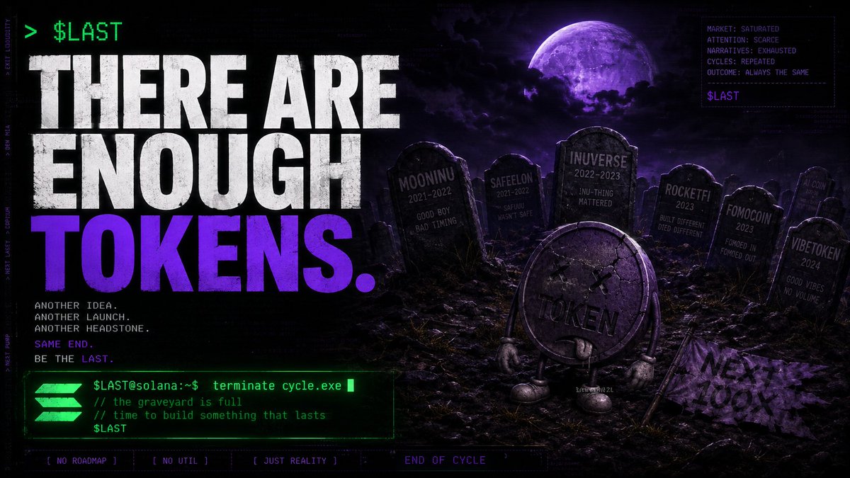 lastzone_now's tweet photo. There Are Enough Tokens.

Dogs.
Cats.
Frogs.
Presidents.
Ai Agents.
Dogs Wearing Hats.
Cats Wearing Different Hats.

$LAST Looked At Solana, Saw The Damage, And Made The Only Reasonable Decision:

Launch One More. https://t.co/VO2BEQ7dr1