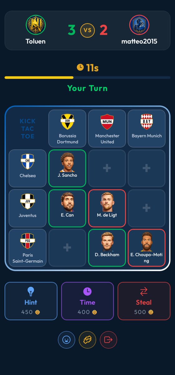 kick_tac_toe's tweet photo. Maç başlamadan arkadaşlarınla oyna.
İki takımda da forma giymiş futbolcuyu bul, kareyi kap.
Kick Tac Toe, ücretsiz.

Link profilde https://t.co/62pwFQTRdQ