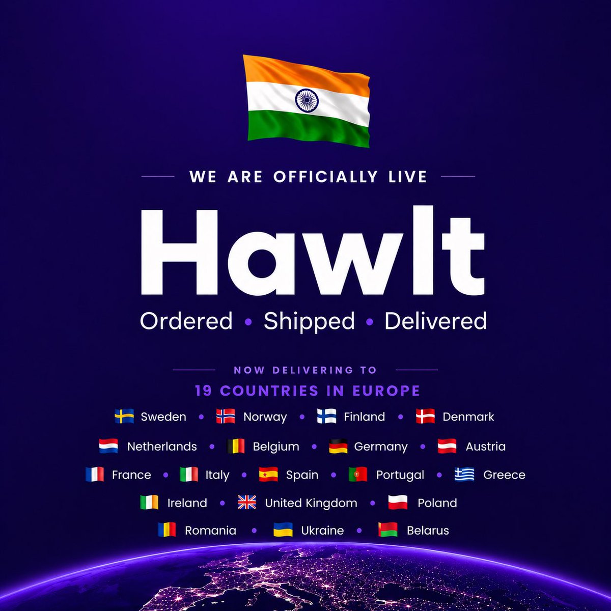 hawltnow's tweet photo. 🇮🇳 Hawlt is now live in Europe! 🇪🇺

Want something from India? Tell us

🛍️ Shop from India
🛒 Personal Shopper
📦 Ship existing orders

💜 Add your products to our India Wishlist
https://t.co/0IRLluCATB

Ordered. Shipped. Delivered.
#hawlt #indiatoeurope https://t.co/y7r6X5MSn0