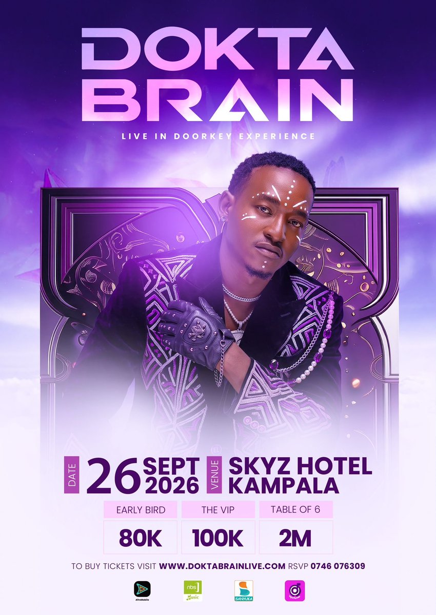 Jacobkin24's tweet photo. 🚨 HERE WE GO! 🚨
The LAST DANCE of 2026 is locked in! 💜🔥26th September will be my final concert of 2026. 🔥
DOKTA BRAIN live in #DoorkeyExperience
At Skyz Hotel, Kampala.
HERE WE GO! 🏟️💜 See Y’all https://t.co/6RSSpHXBKk