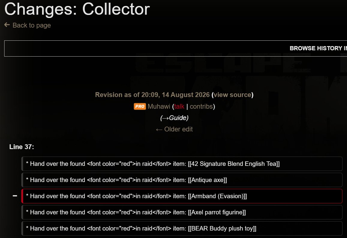 VeryBadSCAVR's tweet photo. Evasion Armband has been removed from Kappa Quest 'Collector' Requirement

They've been actively changing items that are required from May.

via Tarkov wiki
https://t.co/S6SEcI3KQJ https://t.co/ZXYFpe81nM