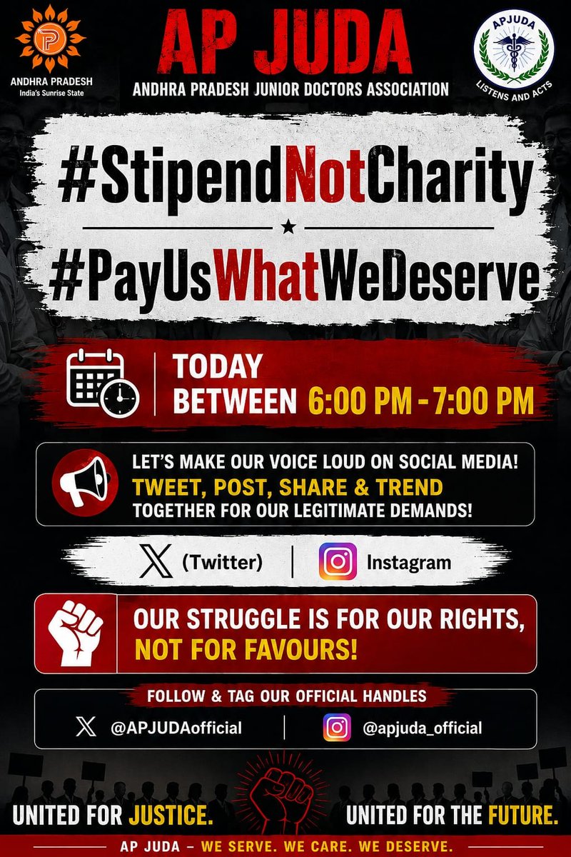 Dr_nature08's tweet photo. 🩺 WE SERVE. WE WORK. WE DESERVE.

A PG stipend is NOT charity. It is rightful compensation for long hours, relentless duties &amp; patient care.

✊ No favours. No excuses.
💰 Pay us what we deserve!

#StipendNotCharity #PayUsWhatWeDeserve #JusticeForDoctors
@APJUDAOfficial @ncbn https://t.co/x0Mz5XvE1H