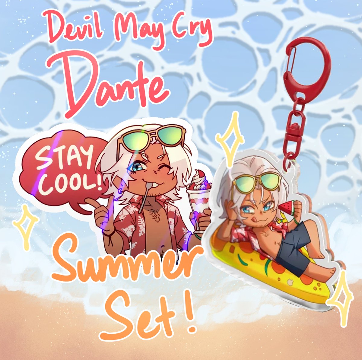 TIANHAI_03's tweet photo. [ devil may cry, resident evil, danteleon ]
hey everyone!! i've put up all the summer themed merch i've made of dante and leon now!!! very proud of how these turned out so please take a look if you're interested :D link below!! https://t.co/415NiuNLgQ