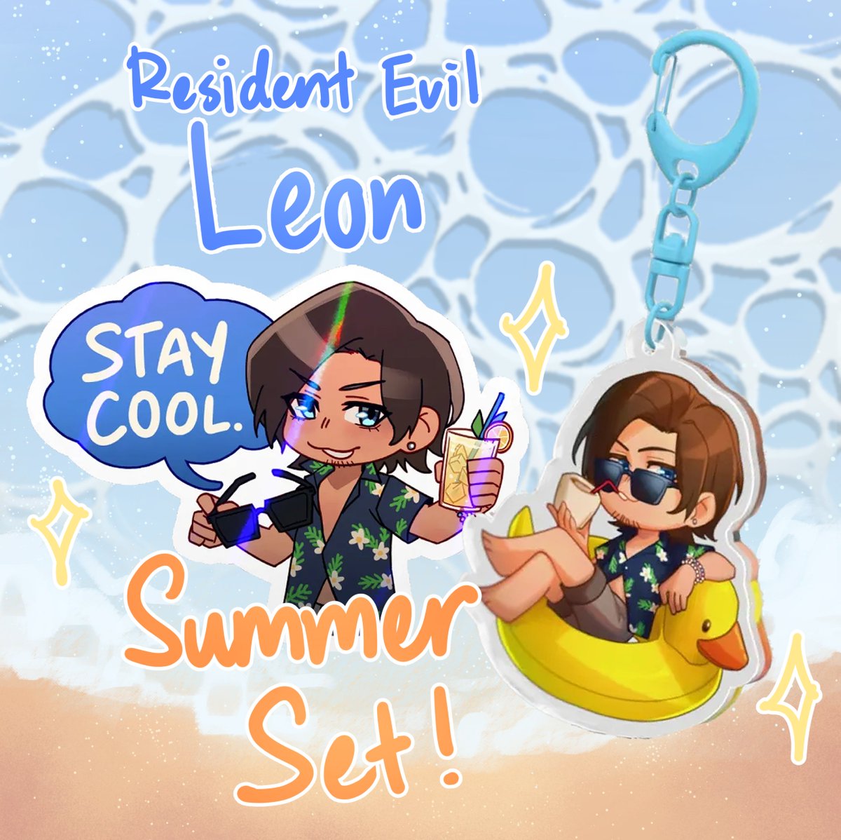 TIANHAI_03's tweet photo. [ devil may cry, resident evil, danteleon ]
hey everyone!! i've put up all the summer themed merch i've made of dante and leon now!!! very proud of how these turned out so please take a look if you're interested :D link below!! https://t.co/415NiuNLgQ
