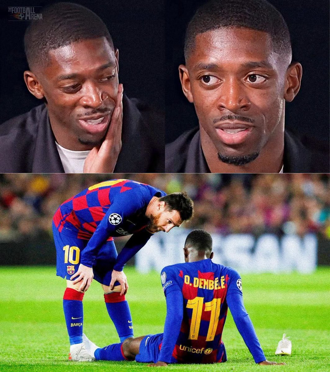 chimaobi_saint's tweet photo. Reporter 🗣️: "What's your favorite picture?"

Ousmane Dembele 🗣️: "Surprisingly it's the image of Messi comforting me when I got injured against Dortmund in the 2019 UCL."

Reporter 🗣️: "Why that picture?"

Ousmane Dembele 🗣️: "Because of what he said to me: "Don't worry you will be alright". At that early stage in my career I needed that and he always encouraged me."