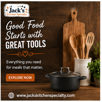 JACKSKITCHEN55's tweet photo. 3. Good Food Starts With Great Tools.

Great meals begin with the right equipment. From everyday essentials to specialty kitchen tools, Jack’s Kitchen Specialty has products to help you create meals worth remembering.

🌐 https://t.co/Y7BBqaqhZ3

#JacksKitchenSpecialty #GreatFood #KitchenTools #CookingEssentials #FoodLovers
