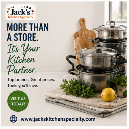JACKSKITCHEN55's tweet photo. 5. More Than a Store. It's Your Kitchen Partner.

We're here to help you find practical products that make your kitchen work better. Explore a growing collection of useful tools, cookware, gadgets, and more.

🌐 https://t.co/Y7BBqaqhZ3

#JacksKitchenSpecialty #KitchenShopping #KitchenGadgets #CookingLife #KitchenInspiration