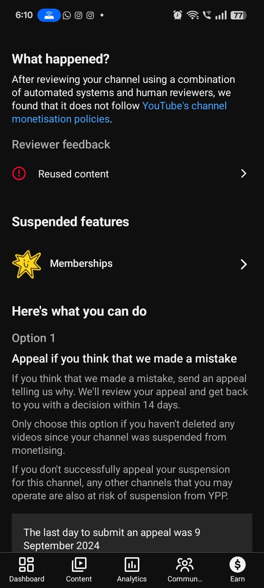 MdFaizz01's tweet photo. @YTCreateurs @YTCreadores @TeamYouTube @YouTubeIndia @YTCreadores 

Team YouTube, my channel was monetized, but I encountered a 'reused content' issue. The date to reapply was November 17, 2024, yet the reapply option has not appeared yet. Please help me.   👇👇👇👇 https://t.co/ugjFwD8fR1