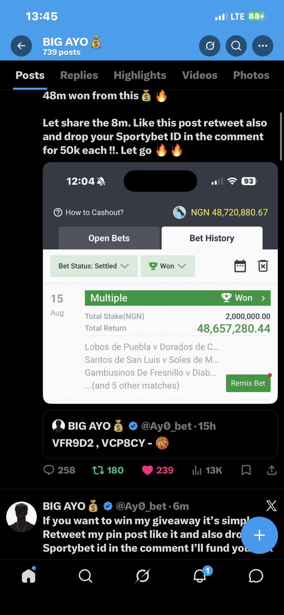 flyboitech01's tweet photo. @Ay0_bet Congratulations boss
8162786016
Sporty 
Boss I have been following please let it Favour me today please https://t.co/ilPua9I3Wb