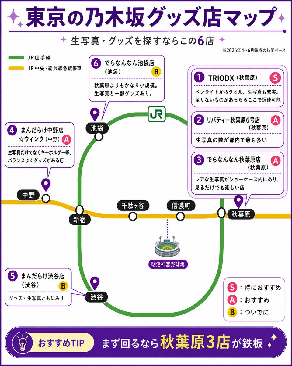 神宮公演で東京に来る方も多くいると思うので、都内で乃木坂グッズが