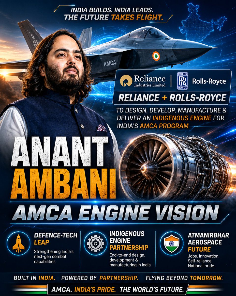 munu60160's tweet photo. #AnantDefenceVision27 Anant Ambani's strategic vision in the Reliance and Rolls-Royce collaboration strengthens India's defense innovation, paving the way for a self-sufficient future. https://t.co/9SWlMr3rfx