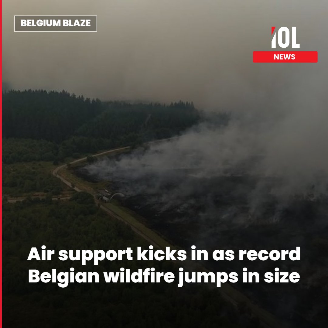 IOL's tweet photo. Crucial air support has joined over 250 firefighters battling Belgium’s largest modern-day wildfire in the High Fens. The devastating blaze has rapidly scorched 3,000 hectares, with two fronts under control.
Read on: https://t.co/xvgLQNvZR6
#BelgiumWildfire #HighFens #BernardQuintin #Firefighters