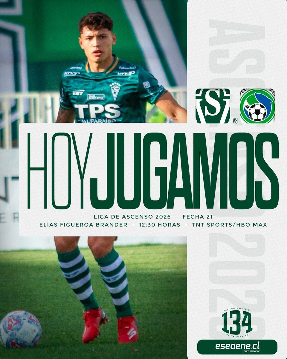 eseaenecl's tweet photo. ¡A sumar de 3 en casa!
🇳🇬 ¡Hoy juega Santiago Wanderers!
🏆 Liga de Ascenso 2026 - Fecha 21.
🆚 Deportes Puerto Montt.
📅 Domingo 16/08.
⌚️ 12:30 horas.
🏟 Elías Figueroa Brander.
📡 TNT Sports - HBO Max.
#SWvsDPM #SW134 #SW2026 #VolveremoSW. https://t.co/Jdz0y0vwoW