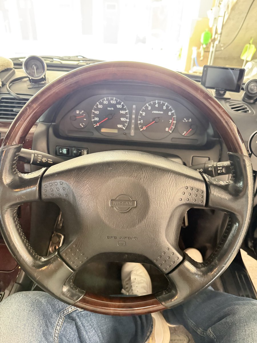 taiching1104's tweet photo. セフィーロのステアリング交換🔧
E50エルグランドに付いてたウッドコンビを落札💴
そのままポン付け出来ました✌️
統一感が増しました😎 https://t.co/xHnaJkp5qW