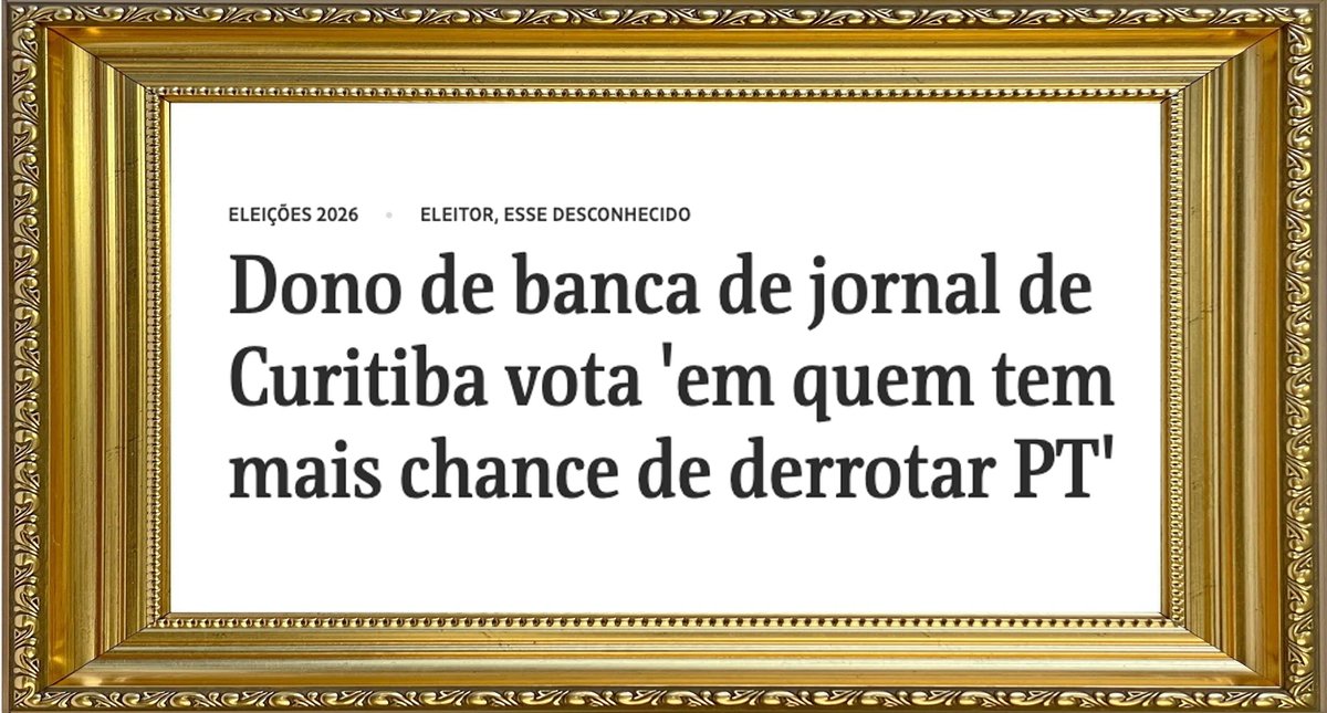 direitasiqueira's tweet photo. ESSA MANCHETE DA FOLHA EU TIVE QUE EMOLDURAR!!! CHORA, LULA, UM DONO DE UMA BANCA DE JORNAL DE CURITIBA NÃO VAI VOTAR EM VOCÊ!!! AGORA EU QUERO VER!!! É O FIM DO PT!!!👏 https://t.co/hRFvFDIcZ3