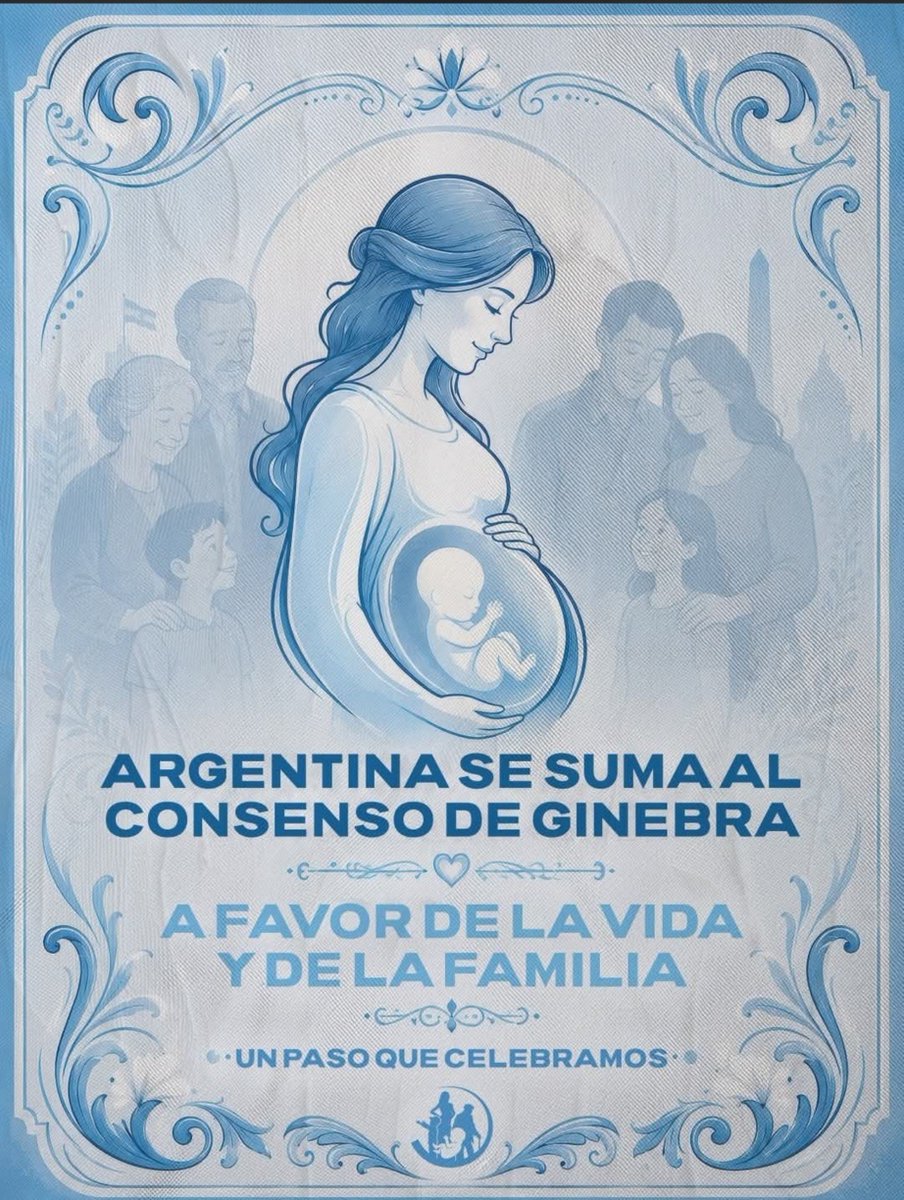 EraDeLibertad's tweet photo. 🇦🇷💙 ¡Argentina se suma al Consenso de Ginebra!

Celebramos la adhesión de nuestro país a la Declaración del Consenso de Ginebra sobre la Promoción de la Salud de la Mujer y el Fortalecimiento de la Familia.

La Declaración reafirma la importancia de proteger la vida humana y fortalecer a la familia como elemento fundamental de la sociedad.

Como comunidad provida, celebramos este paso y renovamos nuestro compromiso con una sociedad que acompañe a cada mujer, proteja a cada niño por nacer y valore toda vida humana.
💙🇦🇷

#Argentina #ConsensoDeGinebra #Provida #DefensaDeLaVida #Familia #TodaVidaVale

Fuente: @derquixlavida 🤰👶🇦🇷