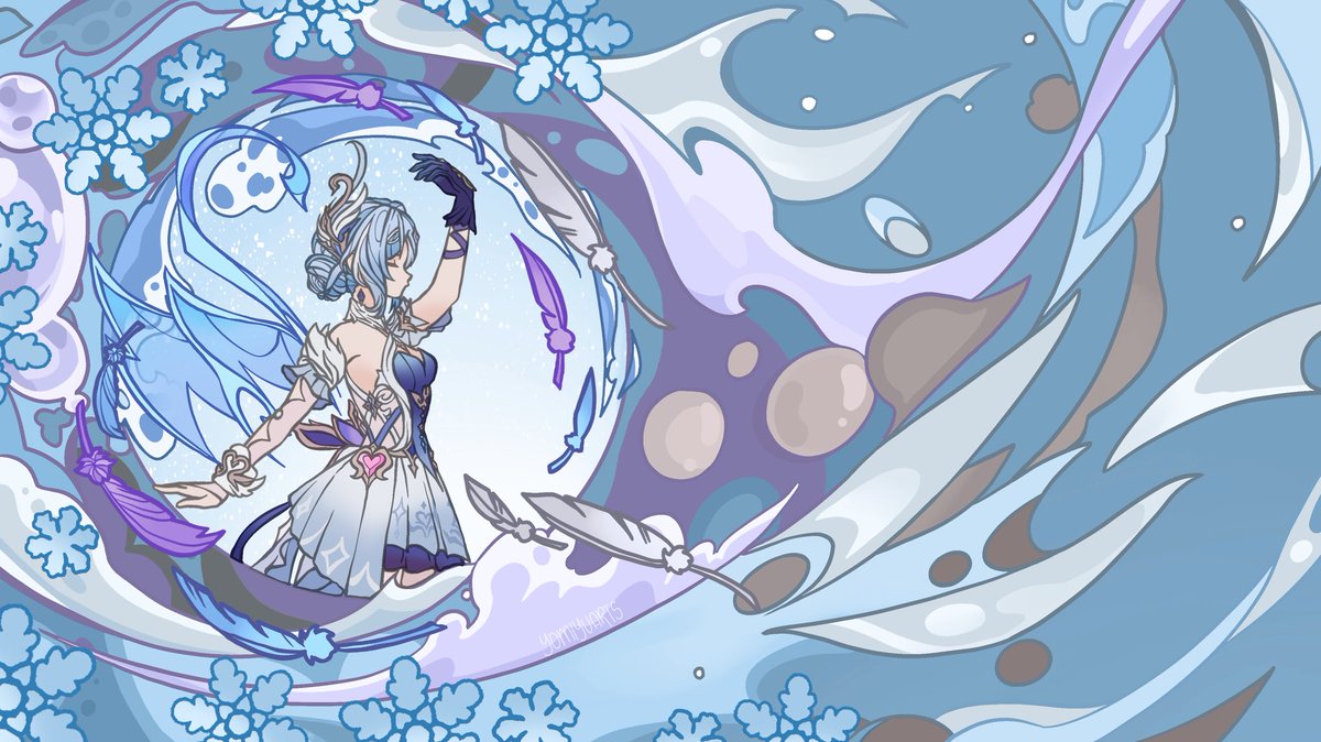 yomiyuarts's tweet photo. Odette 🦢🩰❄️
Halllooo! Been really busy with my thesis, but hereee! Odette in the Summertime Odyssey stylee. #GenshinImpact #art https://t.co/NrHIs4SA4B