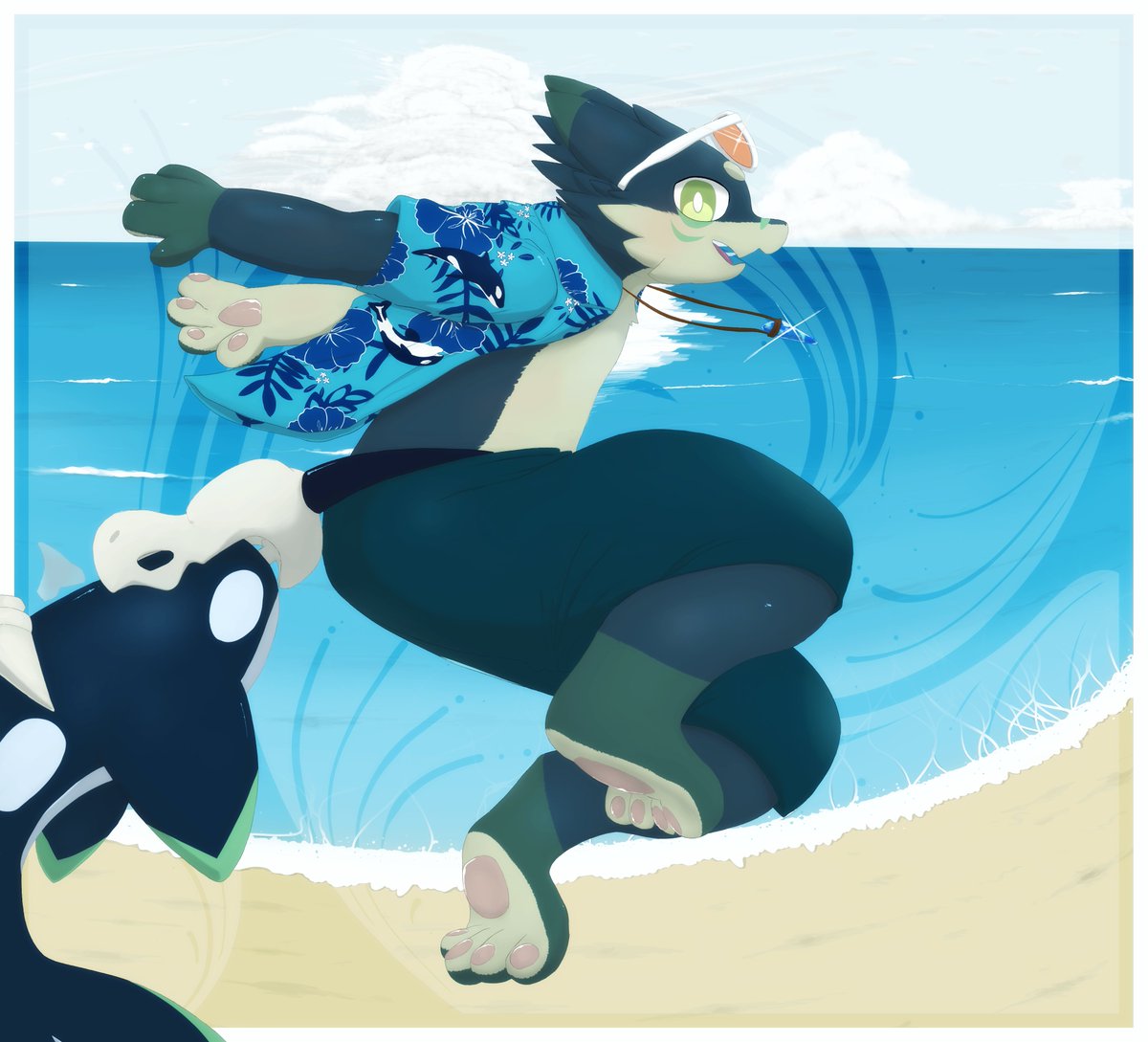 MESHIRO_x's tweet photo. シャフオ氏のちびロスネ描きました🌊🌴 https://t.co/LlZMt4SLeN