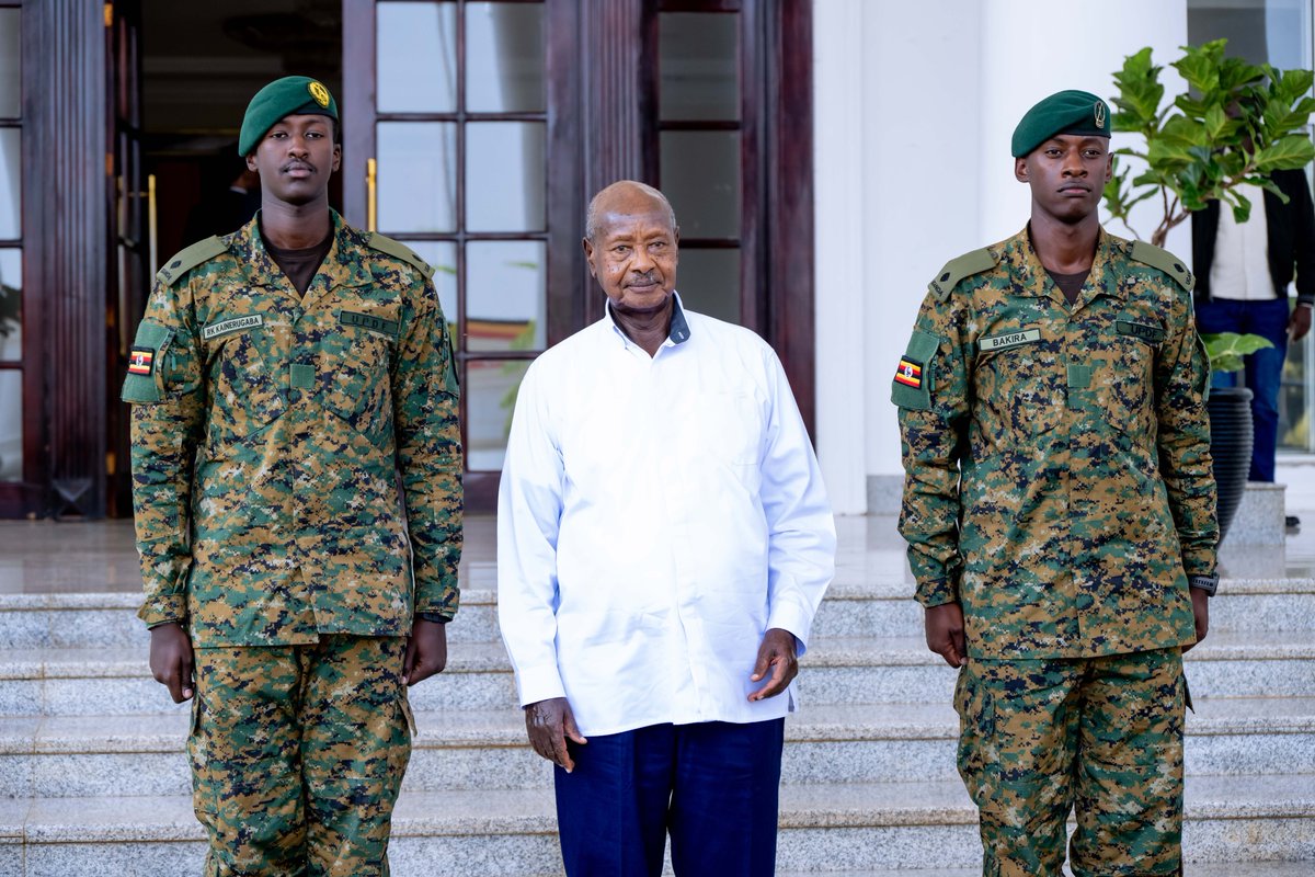 KagutaMuseveni's tweet photo. Ugandans, especially the Bazzukulu. Greetings. 

I want to use this occasion to thank God that has protected and enabled Uganda to address its numerous problems. I thank God for blessing the NRM for the last 60 years plus, starting with it’s precursors. 

Now, God has blessed me with one of my grandchildren, Ruhamya, joining my big family of UPDF, having graduated, with his colleague, Bakyira, from Sandhurst recently. Congratulations Ruhamya, congratulations Bakyira. 

Young Ugandans, Army service gives you good foundation. I congratulate the parents of the two young officers. 

Signed: 

Yoweri K. Museveni 
Ssaabalwanyi