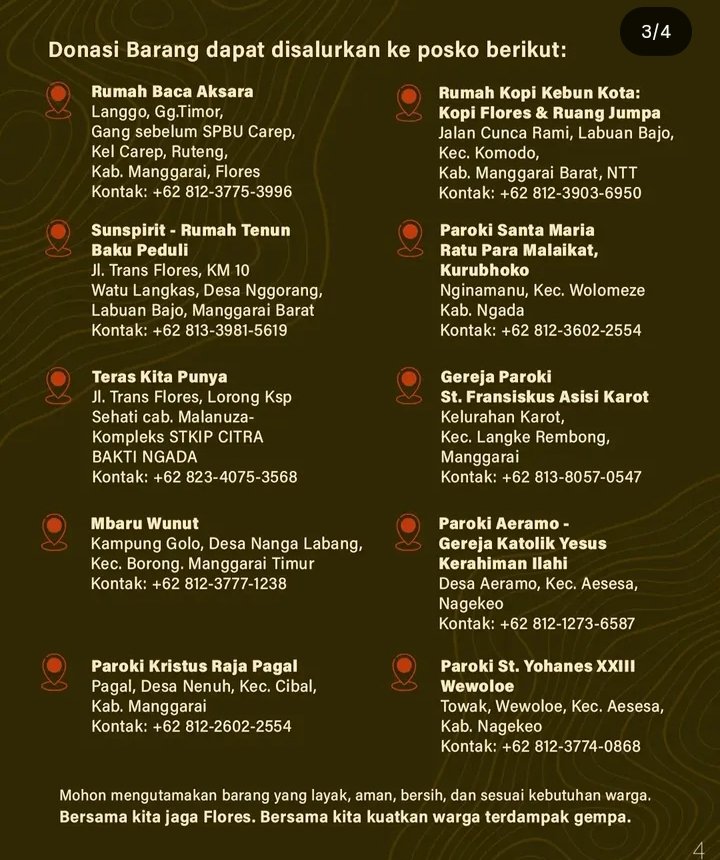 lioarchives's tweet photo. Teman-teman yg berbaik hati mau donasikan barang (terutama yg tertera di list) bisa kirimkan ke posko berikut ya, silakan hubungi langsung kontak yg tertera ya🙏🏻 https://t.co/9GSL9AU9md