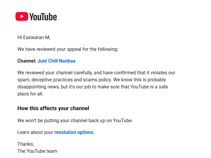 Easwaranm5's tweet photo. @TeamYouTube My channel was terminated for the Spam, Deceptive Practices and Scams policy, but I believe it may have been hacked/compromised.

My X account was recently hacked, and the email connected to X also had manager access to my YouTube channel, including livestream capabilities.

I did NOT intentionally upload or promote scam/deceptive content. My videos are original and use my own face and voice.

Please manually review my channel, login/access history, livestreams, uploads, and activity during the suspected compromise. I’m willing to provide verification to prove I’m the legitimate owner.

Please reconsider the termination. 🙏