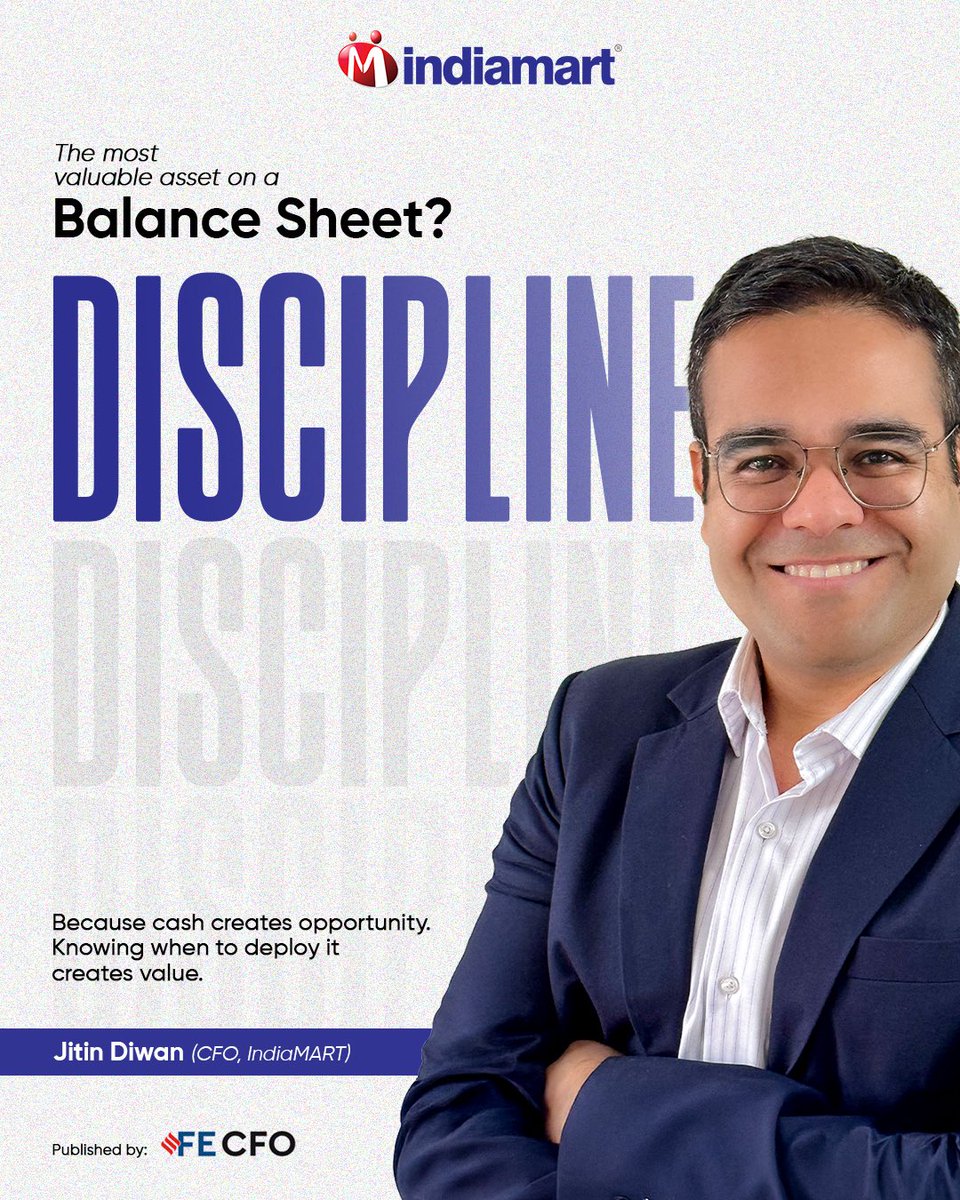 IndiaMART's tweet photo. Financial discipline defines a business.

Jitin Diwan, CFO, IndiaMART, on how capital allocation, governance and compliance build resilience and long-term value.

Read more: https://t.co/U21muq6D35

#IndiaMART #KaamYahinBantaHai #MSMEs https://t.co/YmHGgzh9pS