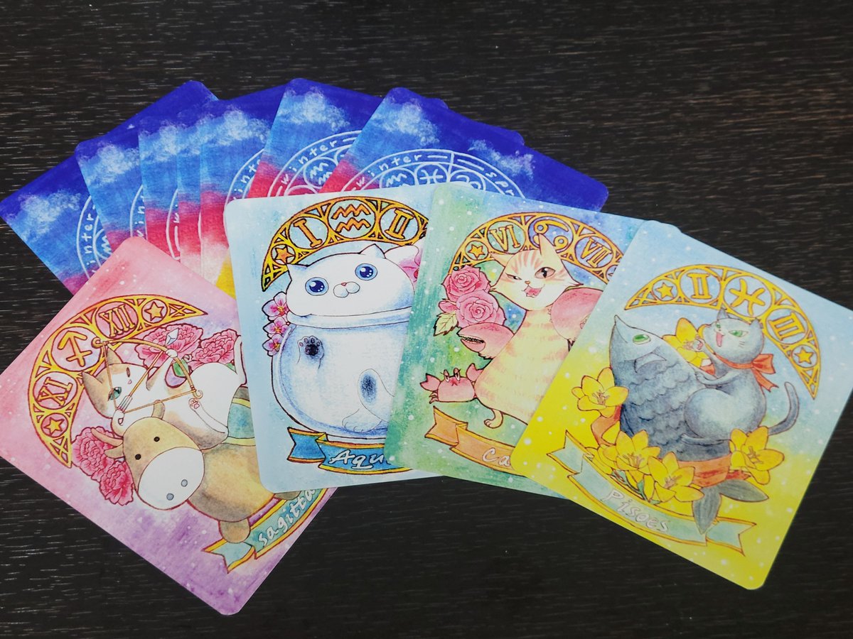 denka0000's tweet photo. あまりにも嬉しいからここでポストする!!!!←
猫×星座で絵描いて自分と友に押しつける用にカードにしたんですよ…
友の子が気に入ってくれて!!!!見本にお絵かきしてくれたんですよ!!!!幸せすぎる!!!!作ってよかった!!!!!!!!!!!!!!!
滅茶苦茶特徴捉えてるよね??天才すぎる…✨️ https://t.co/0ygOavH2KZ