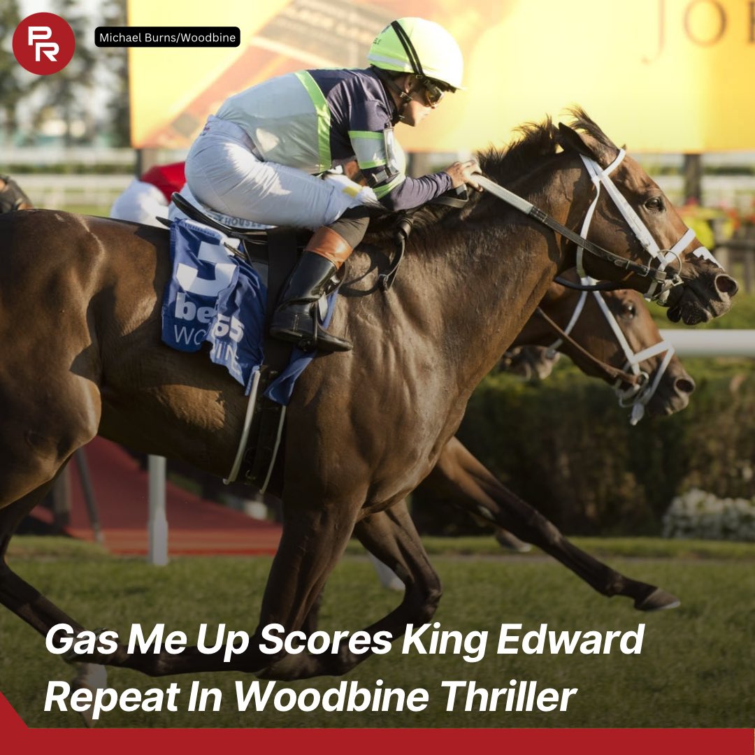 paulickreport's tweet photo. A pair of noses separated the top three finishers in the $200,000 King Edward (G2) Saturday at Woodbine after Gas Me Up caught free-wheeling pacesetter Piper’s Factor in the final stride and denied fast-finishing Irish Aces for a repeat victory.

More: https://t.co/kfy7BfEJ6B https://t.co/eomWzybQ3k