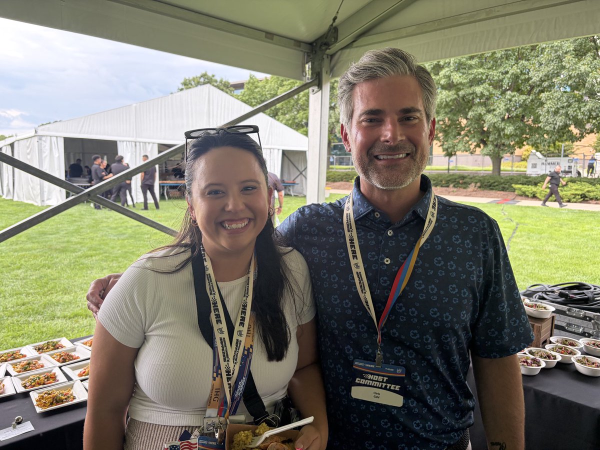 MichaelCaffin's tweet photo. Visit Indy VP Chris Gahl and Taylor Melangton, @VisitIndy, posed at the opening reception last night of @ASAEannual in Indianapolis. Much more to come from here in the next few days. @ChrisGahl @ASAEcenter https://t.co/oVdbvc9Vnu