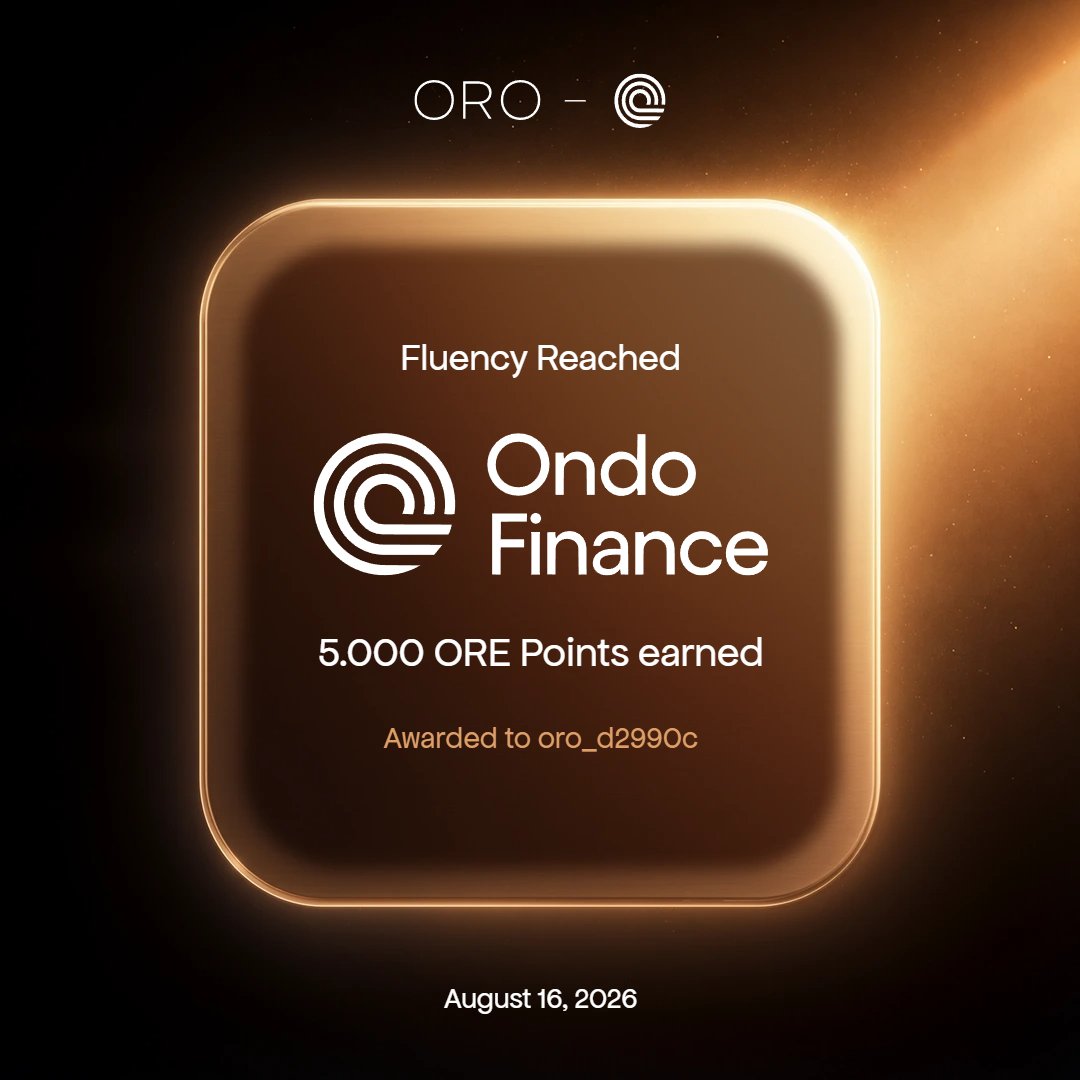 vasnoune's tweet photo. Just won 5.000 ORE points. That easy.
Learned how @Ondo actually works and used @Ask_ORO to do it.
Last chance to stack points before TGE.
Go see for yourself: https://t.co/GJOy4r1FE1 https://t.co/ziMK6X8UhK
