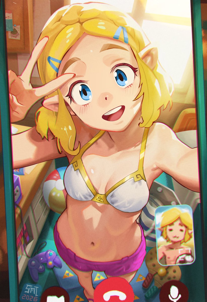 Sermella's tweet photo. Este de Zelda y Link preparándose para un día de verano perfecto. Creo que la cara de Link totalmente maravillado por Zelda es la clave 💚 https://t.co/GwqdgCS8k9