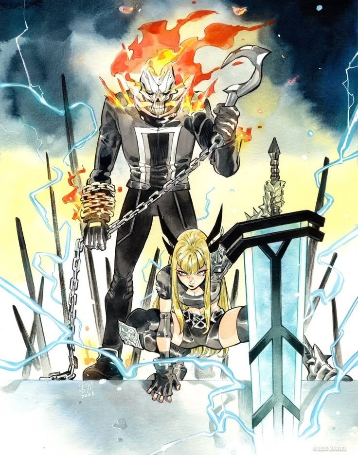 houda23333's tweet photo. Ghost Rider &amp; MAGIK 🔥

By Peach Momoko https://t.co/0eHIvNq4ml