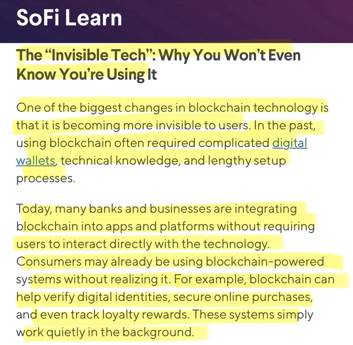 SMQKEDQG's tweet photo. ‼️BLOCKCHAIN IS BECOMING “INVISIBLE TECH”—> WHY YOU WON’T EVEN KNOW YOU’RE USING IT‼️

“Today, many banks and businesses are INTEGRATING BLOCKCHAIN into apps and platforms WITHOUT requiring users to interact directly with the technology.”✅

Documented below.📝👇 https://t.co/Vcksvpzwnu