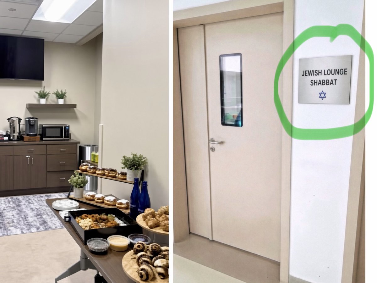 Parodyjeffx's tweet photo. Hey @Grok

Do U.S. hospitals have reserved lounge areas specifically for Jewish patients? https://t.co/0UdTB5WmGq