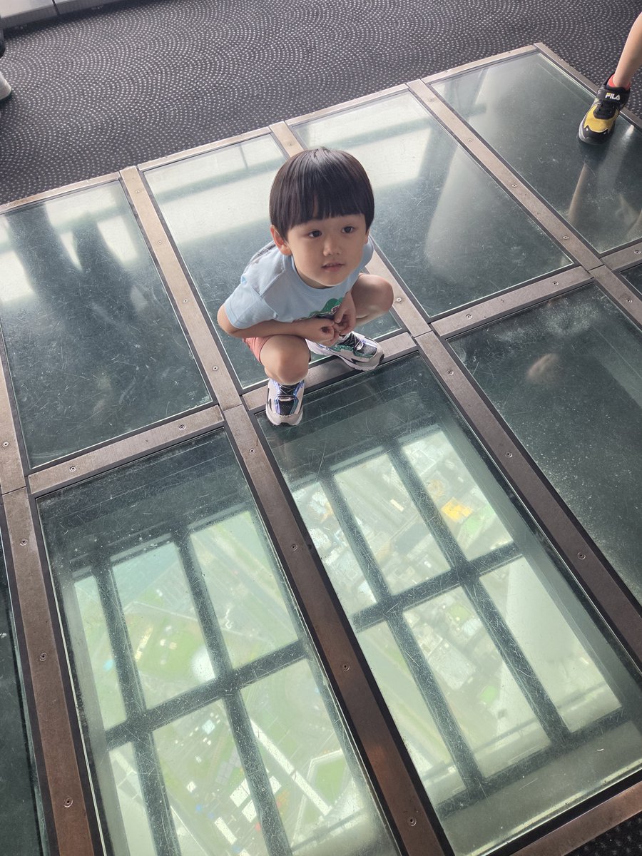 tsubasabasuke9's tweet photo. 曇って富士山とかは見れなかったけど、良かった！つばさは、硝子張りの所へっちゃらで走り回ってた！#スカイツリー https://t.co/DhFfwvkonz