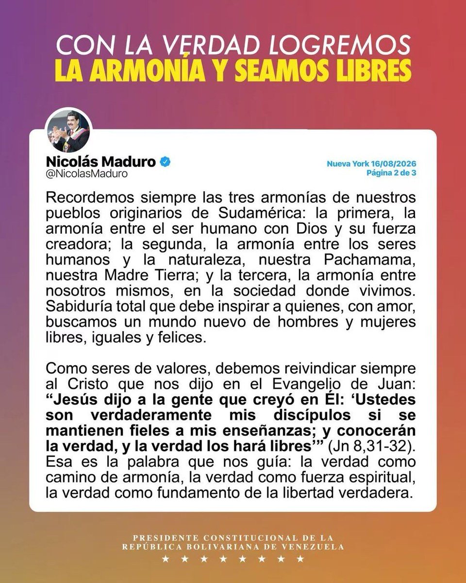 NicolasMaduro's tweet photo. Saludamos a toda la comunidad católica de Venezuela y del mundo, que este sábado 15 de agosto celebró la Asunción de la Virgen María. https://t.co/1xFLp59tvH