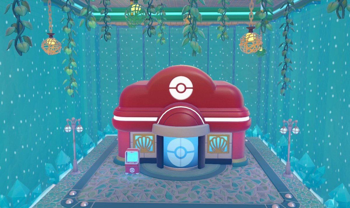 BearrySundae's tweet photo. I drained all the water to put my Pokemon center in the middle under the temple. I am really enjoying how it came out so far! #pokopia #bubblybasin https://t.co/GQWYQAEkpy