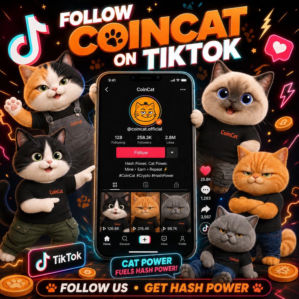 Coincat_Global's tweet photo. 🚀 New Hash Power Missions Are Live!
Complete missions and earn permanent Hash Power ⚡
One task. Permanent boost. 📈
Start now! 🐱🔥
#CoinCat #CCAT #HashPower https://t.co/AirSYxuUm9