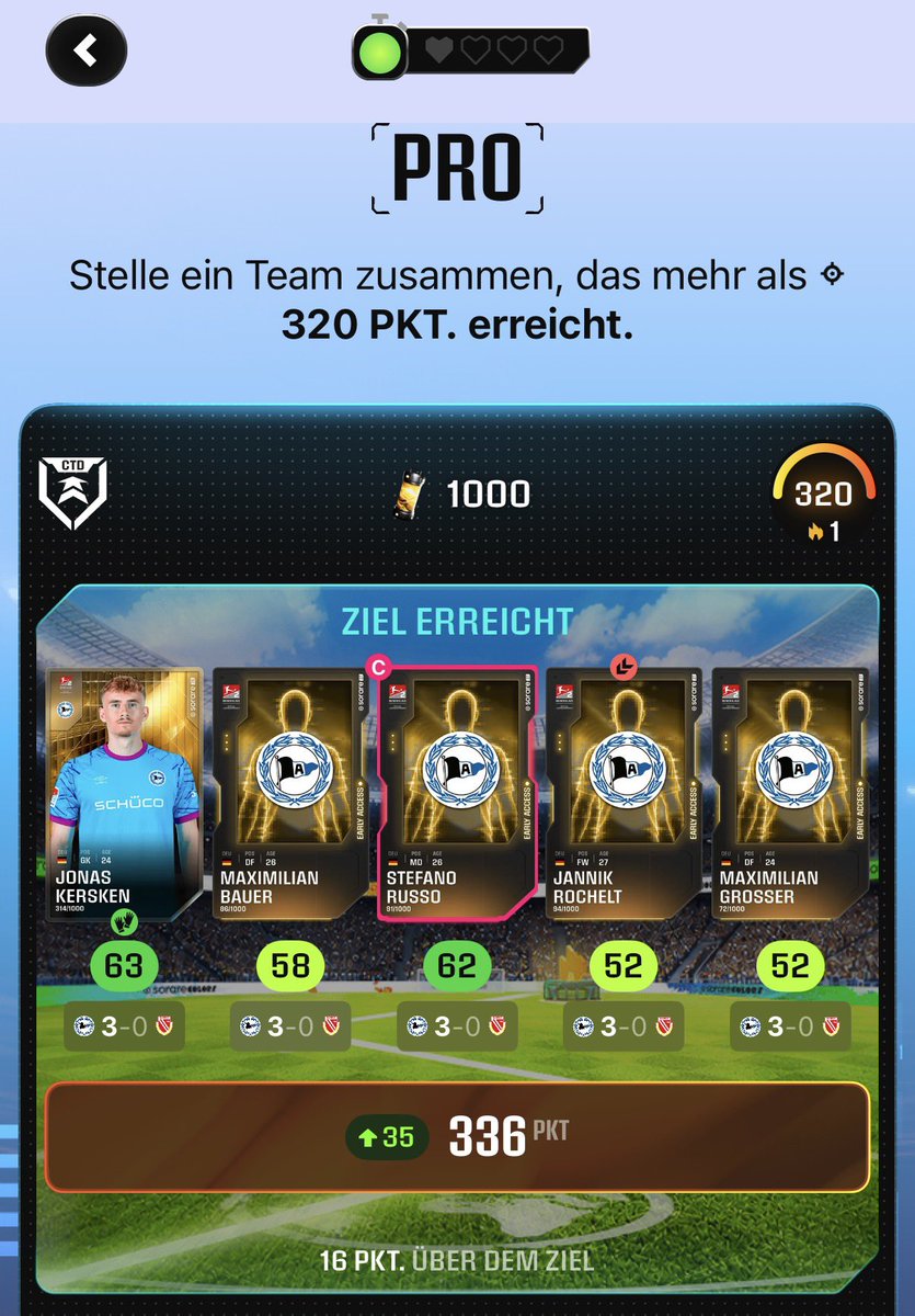duback11's tweet photo. Vor dem Spiel für insgesamt ca 9,5€ inklusive Marktcredits gekauft. Erste Streak im Kasten ✅ @Sorare https://t.co/Zj31aMiCmU